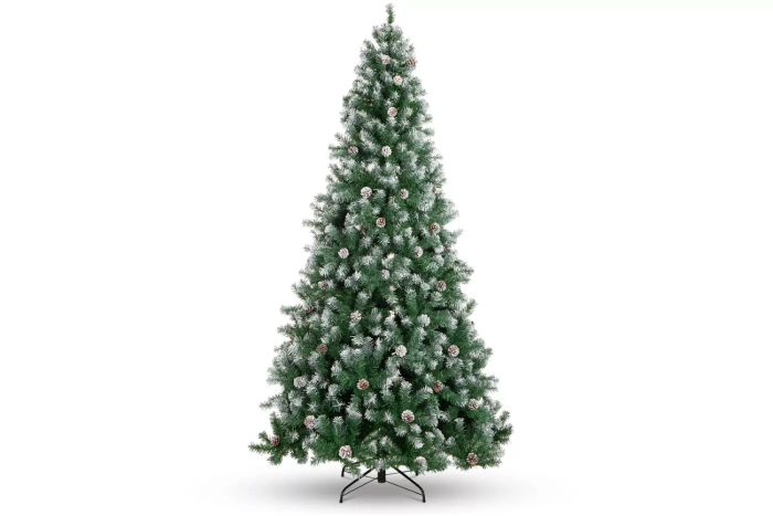 Best Choice Products 6ft Pre-Decorated Holiday Christmas Pine Tree w/ 1,000 Branch Tips, Partially Flocked, Metal Base