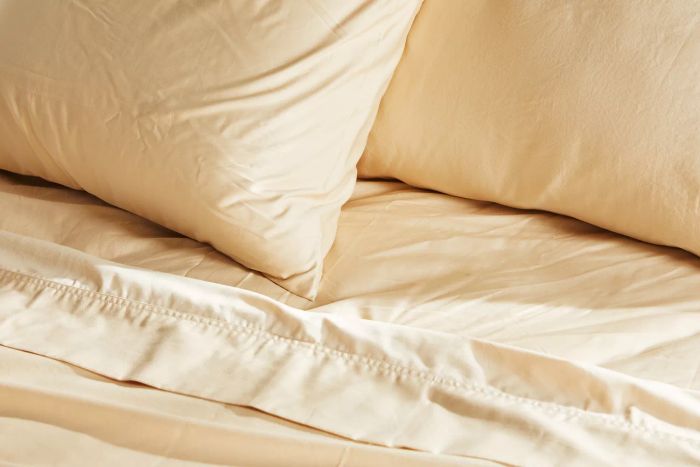 A detailed close-up view of the Brooklyn Bedding Deep Pocket Bamboo Cotton Sheets.