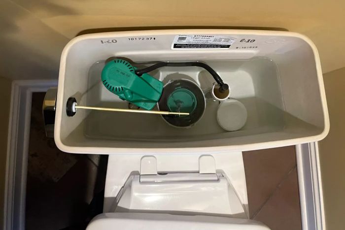 A look inside the tank of the Toto Drake Two-Piece Elongated Toilet