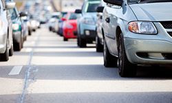 Traffic congestion with vehicles lined up bumper to bumper