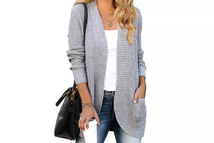 MEROKEETY Women's Long Sleeve Cardigan with Open Front