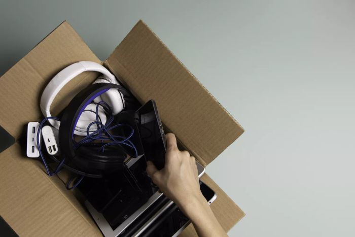 box of electronics