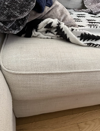 the same couch now free of fuzz and looking as good as new