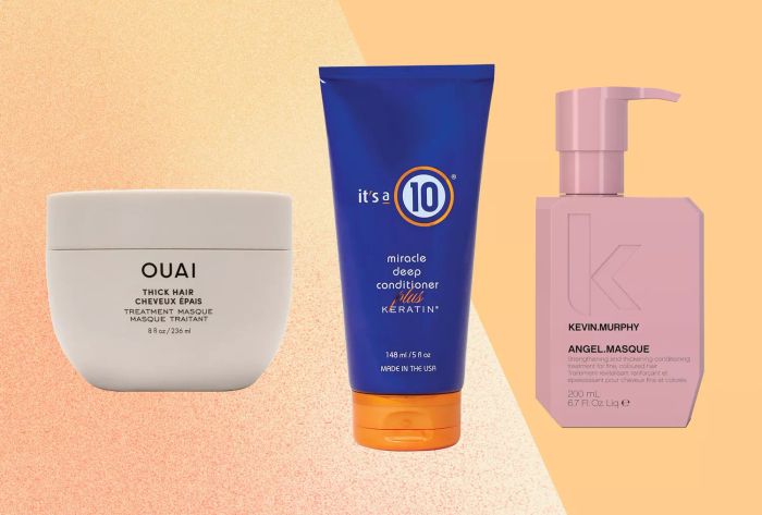 Various Deep Conditioners displayed against a vibrant orange background