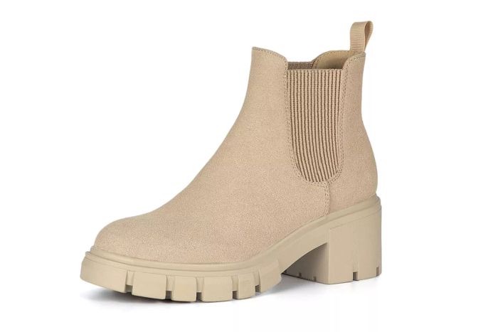 Amazon Athlefit Women's Chelsea Boots Fashion Lug Sole Chunky Heel Slip on Elastic Ankle Booties