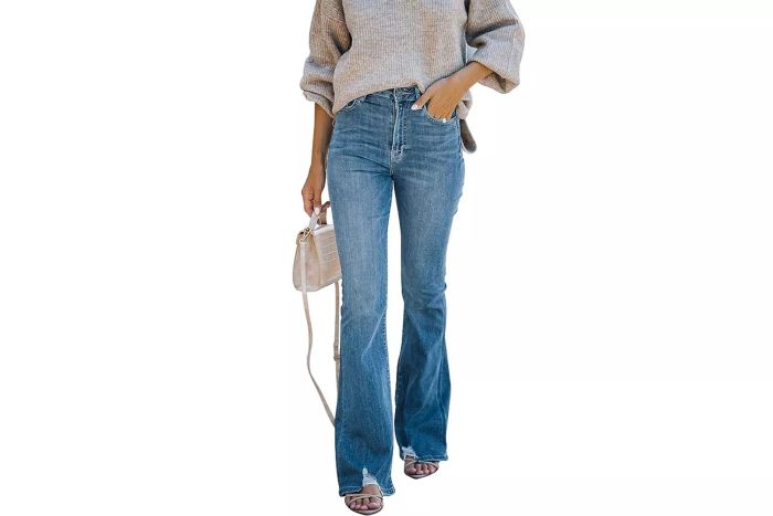 Amazon KUNMI Women's Flare Bell Bottom Jeans with High Waist and Wide Leg Bootcut Design