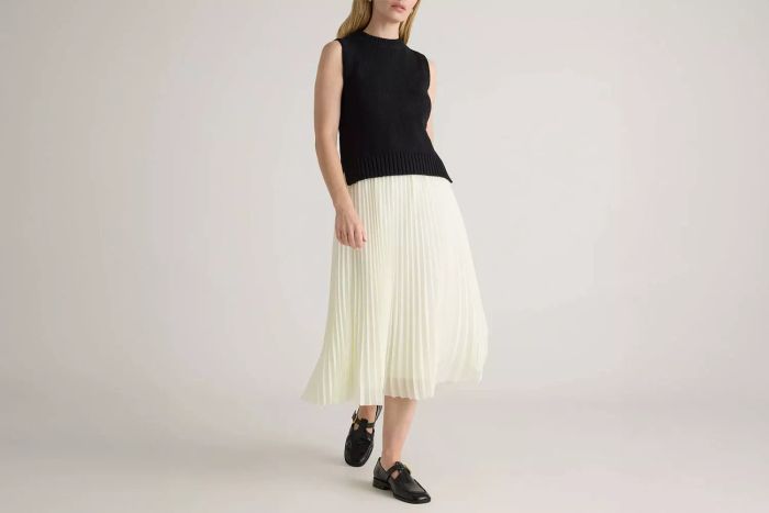 Chiffon Pleated Midi Skirt