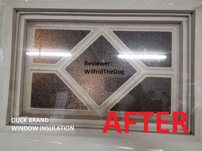 The same window after using a hair dryer to shrink the insulating film, creating a tight seal