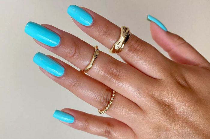 bold nails in blue