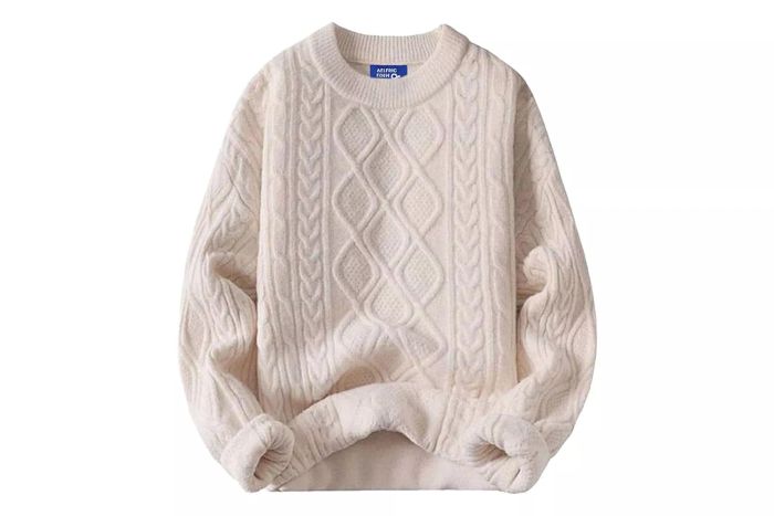 Aelfric Eden Oversized 90s Vintage Knit Sweater Long Sleeve Woven Crewneck Pullover for Women