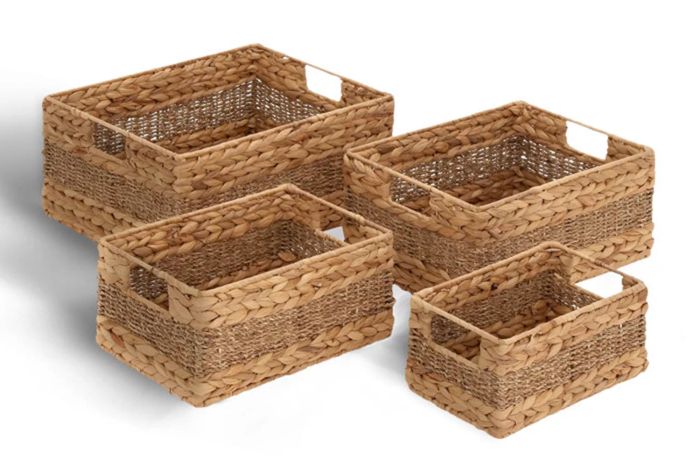 The Wayfair Kelly Clarkson Home Tellara Seagrass Handmade 4-Piece Nesting Basket set offers a stylish solution for organizing your space.