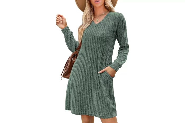 v-neck autumn dress
