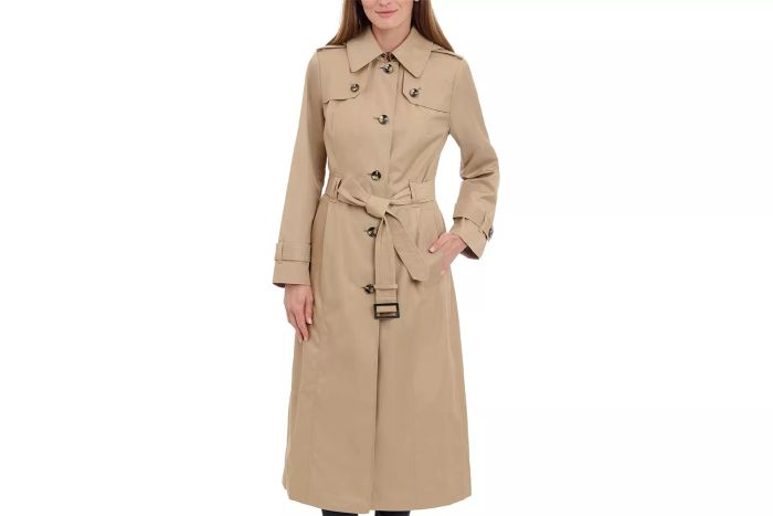 LONDON FOG Women's Single-Breasted Long Trench Coat