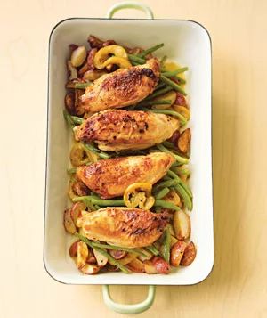 Pan-Roasted Chicken with Lemon-Garlic Green Beans