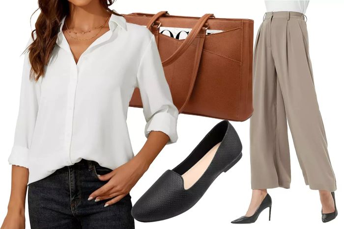 Collage of Recommended Fall Capsule Wardrobe Outfit Pieces