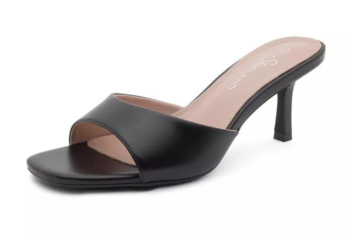 Shoe Land Deverena Women's Low Heels Stiletto Heeled Slides Open Toe Design