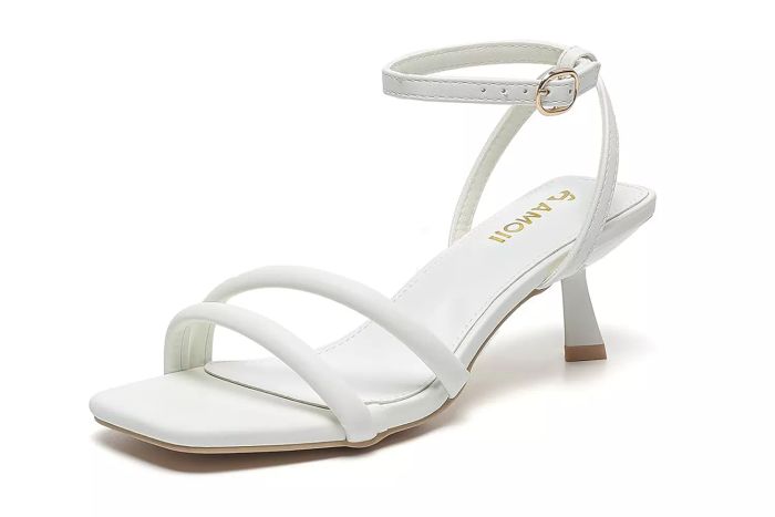 Amoji Women 2.5 Inch Kitten Heels Two Strap Party
