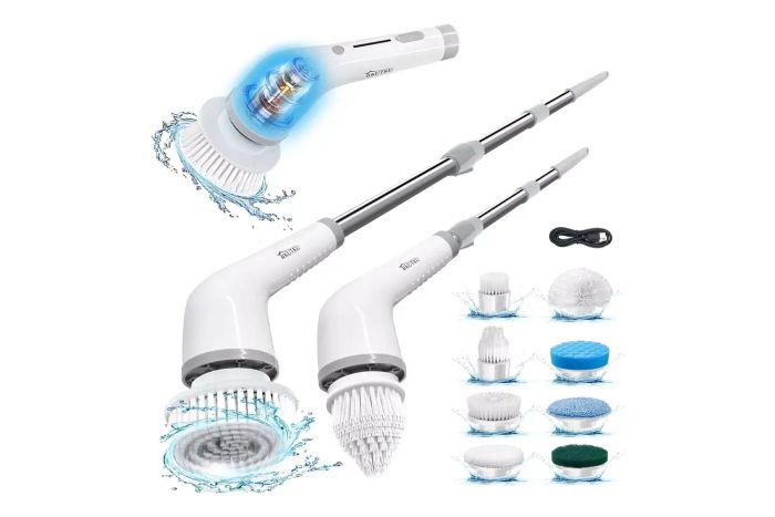 Electric Spin Scrubber for Bathroom Cleaning, Cordless Shower Scrub Brush, 8 Replaceable Brush Heads, Electric Cleaning Brush for Tile Tub, Car, Sink, Floor, Window