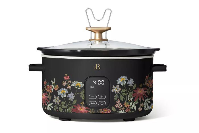 Beautiful 6 Qt Programmable Slow Cooker, Wildflower by Drew Barrymore, Black