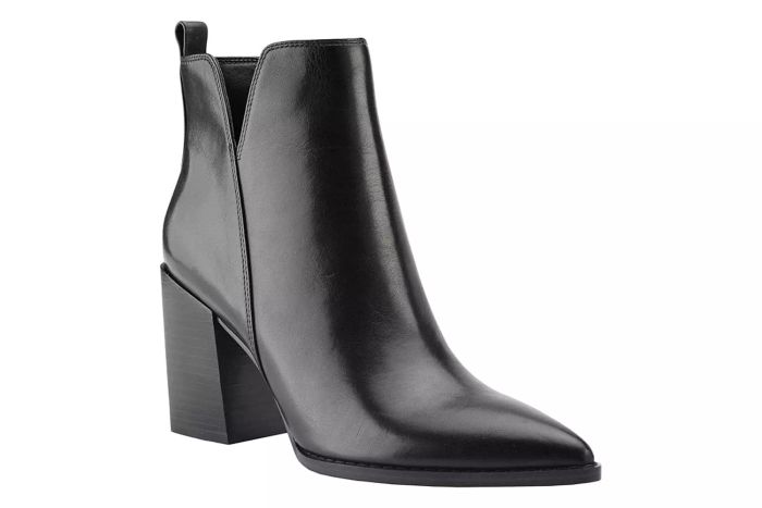 Juliet Holy Women's V-Cut Ankle Boots with Pointed Toe, Stacked Chunky Heel, Side Zipper, and Leather Cutout Design