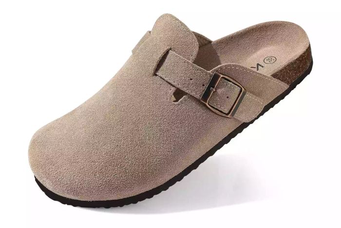 Amazon Women's Suede Clogs Leather Mules with Cork Footbed Sandals and Arch Support