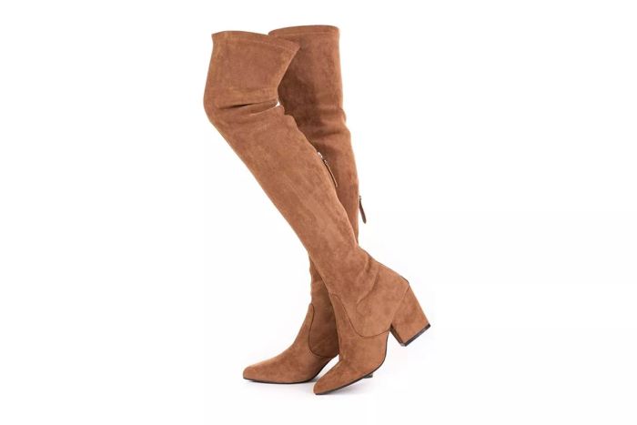 N.N.G Women's Over-the-Knee Boots: Thigh-High Suede Winter Boots with Block Heel and Pointed Toe