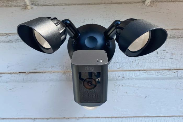 Ring HD Motion-Activated Floodlight Camera mounted on the outside of a home
