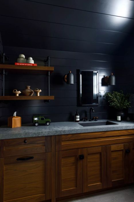 kitchen painted in deep grey