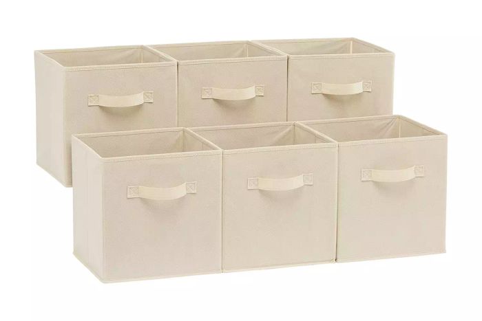 The Amazon Basics Set of Six Collapsible Fabric Storage Cubes offers a convenient and stylish storage solution. These cubes are perfect for organizing your space, and they easily collapse for compact storage when not in use, saving you space.