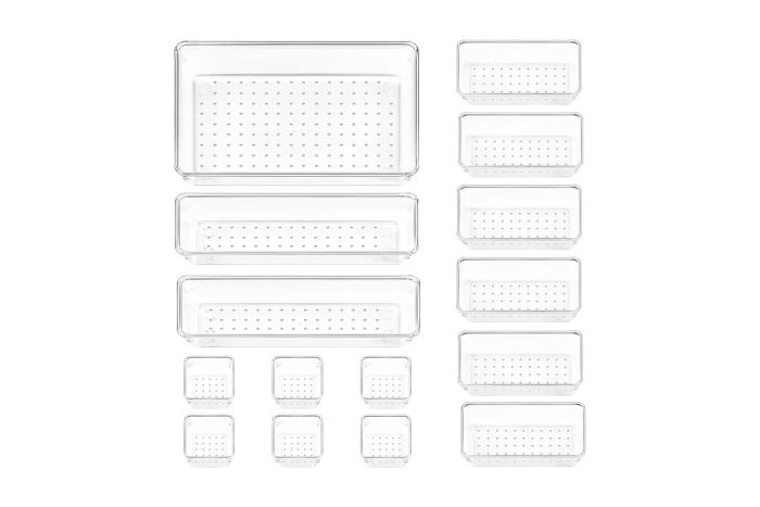 Vtopmart 15-Piece Clear Plastic Drawer Organizer Set