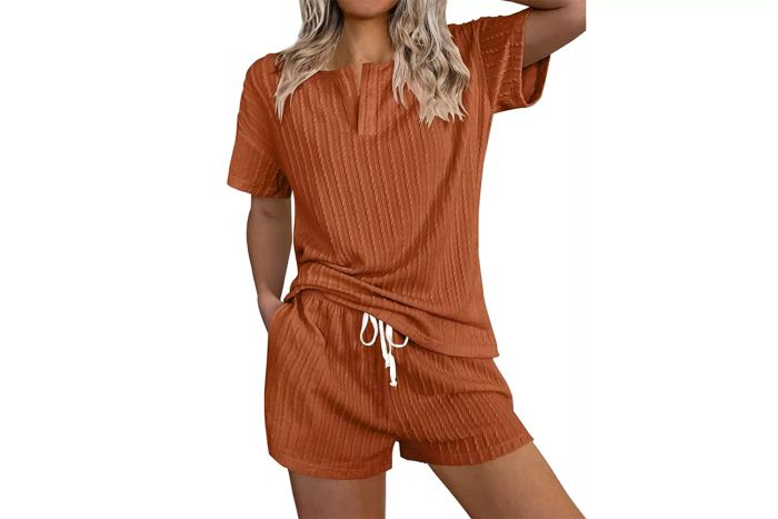 Ekouaer Women's Ribbed Knit Lounge Sets, 2-Piece