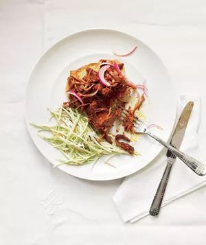 Slow-Cooker Open-Face Pulled-Pork Sandwiches With Tangy Broccoli Slaw