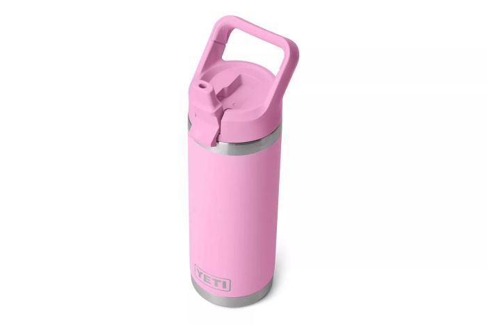 YETI Rambler 18 oz Bottle, Vacuum Insulated, Stainless Steel with Color Matching Straw Cap, Power Pink