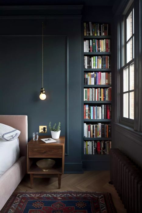 recessed bookshelves