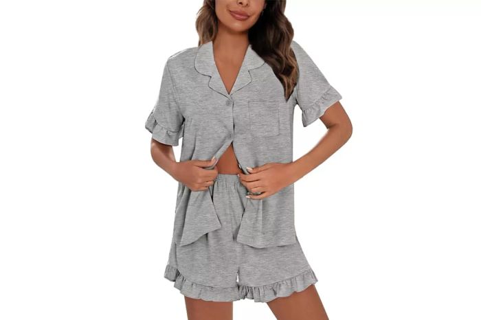 SWOMOG Women's Short Sleeve Pajama Set
