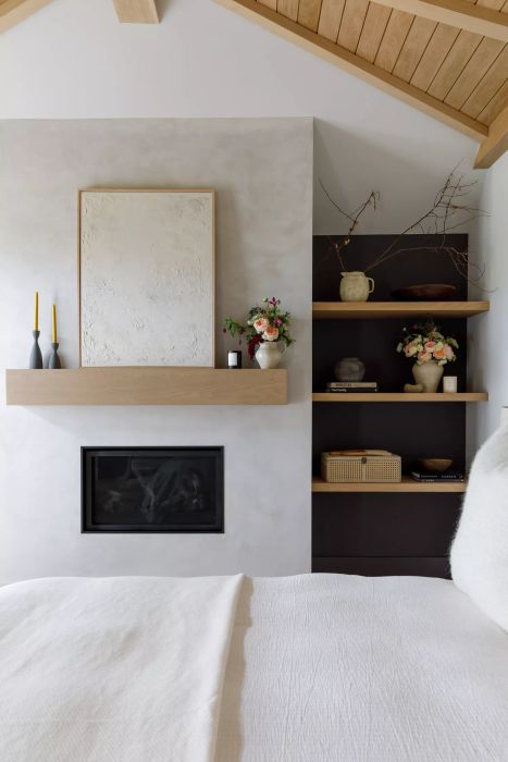 bookshelves in the bedroom