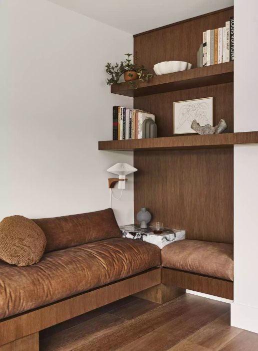 bookshelves in the living room