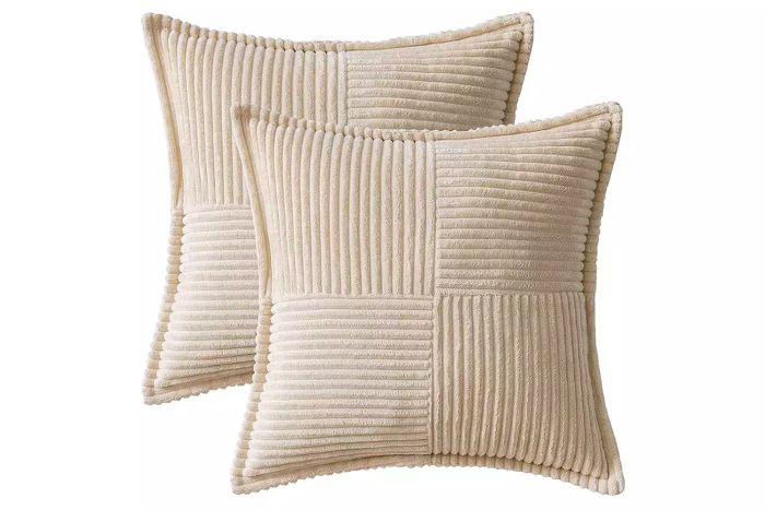 Amazon MIULEE Corduroy Pillow Covers with Splicing Set of 2 Super Soft Boho Striped Pillow Covers