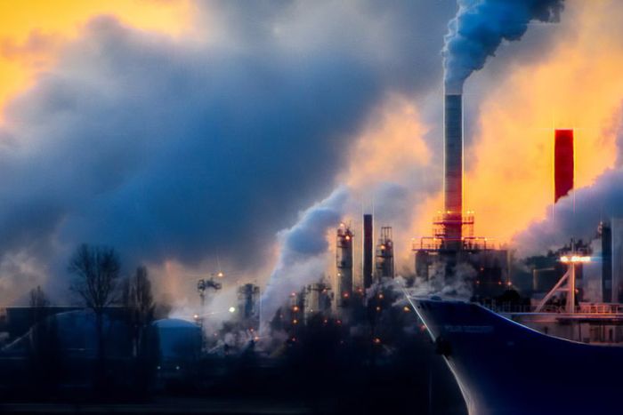 Factories release a lot of carbon dioxide