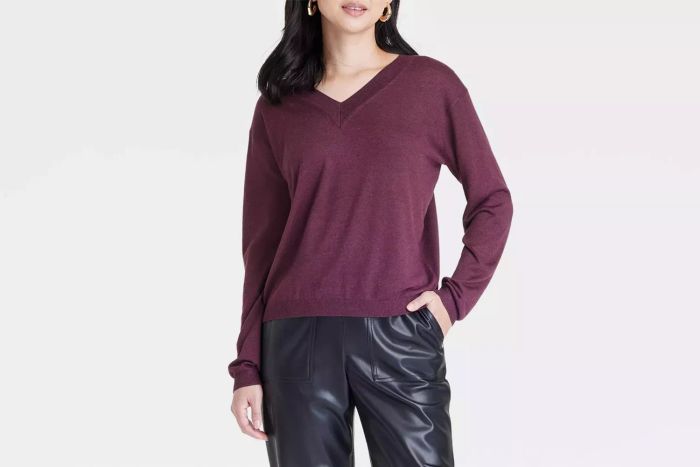 A New Day Fine Gauge V-Neck Pullover Sweater