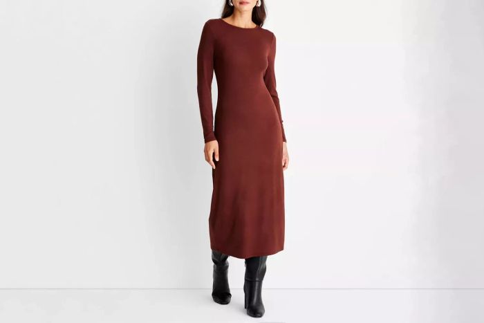 A New Day Long-Sleeve Ribbed Midi Bodycon Dress