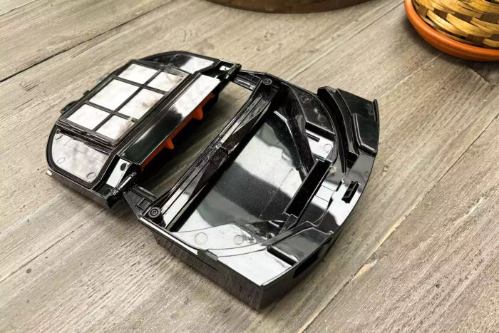 The filter system on the Shark RV2820AE Detect Pro Self-Empty Robot Vacuum