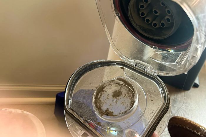 A view inside a component of the Dyson 360 Vis Nav Robot Vacuum