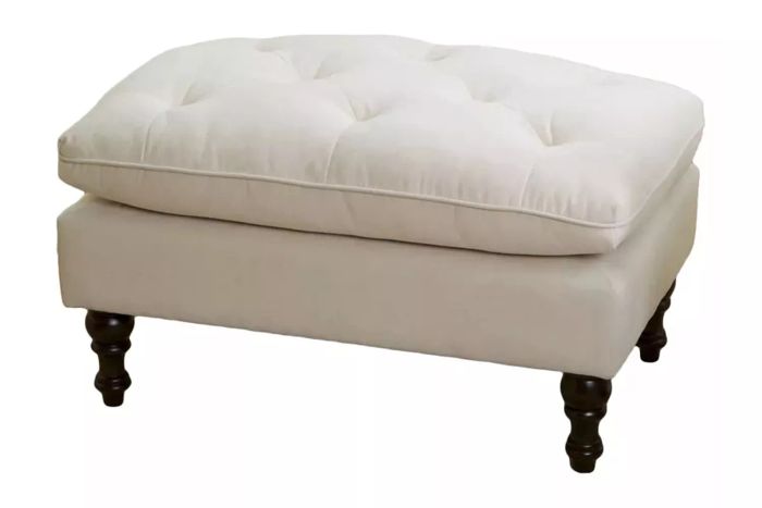 Jeremy Tufted Ottoman in Crème Velvet - Christopher Knight Home