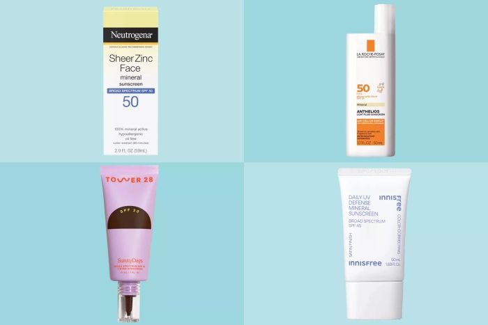 assortment of mineral-based sunscreens