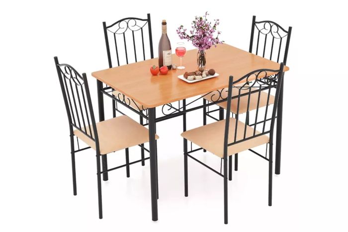 Costway 5-Piece Dining Set with Wood and Metal 30
