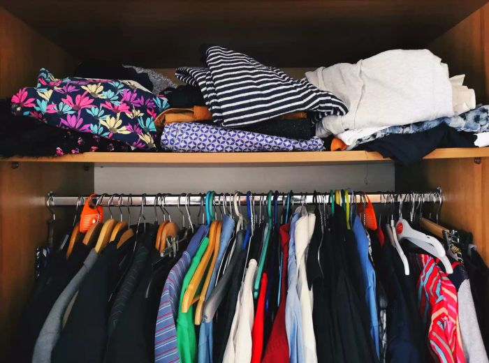 A closet filled with clutter and unused items
