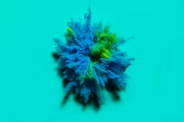 a vibrant mix of blue and green