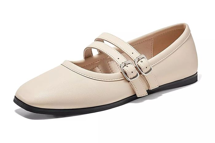 Coutgo Women's Mary Jane Flats: Stylish, Comfortable Square-Toe Dress Shoes