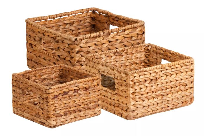 Honey-Can-Do Set of Three Wicker Storage Baskets with Easy-to-Use Handles